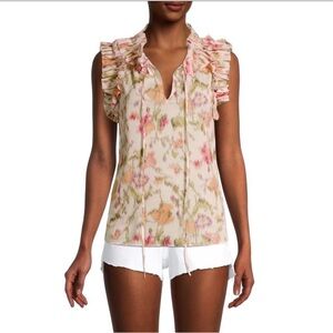Rebecca Taylor Picot Floral Ruffle Blouse XL